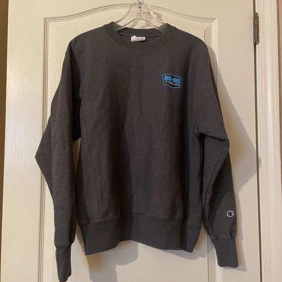 Champion Other - Champion Sweatshirt Mens M Gray Reverse Weave Graphic Crewneck Rod + Reel Tour